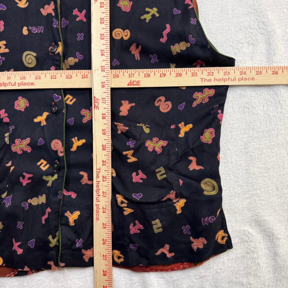 Handmade L Reversible Vest Abstract Earthy Cotton Artisan Folk Unisex Maximalist - Picture 9 of 9